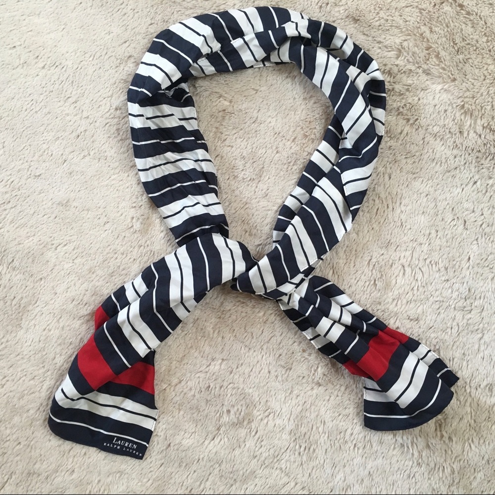 Lauren Ralph Lauren Navy, White & Red Striped Scarf